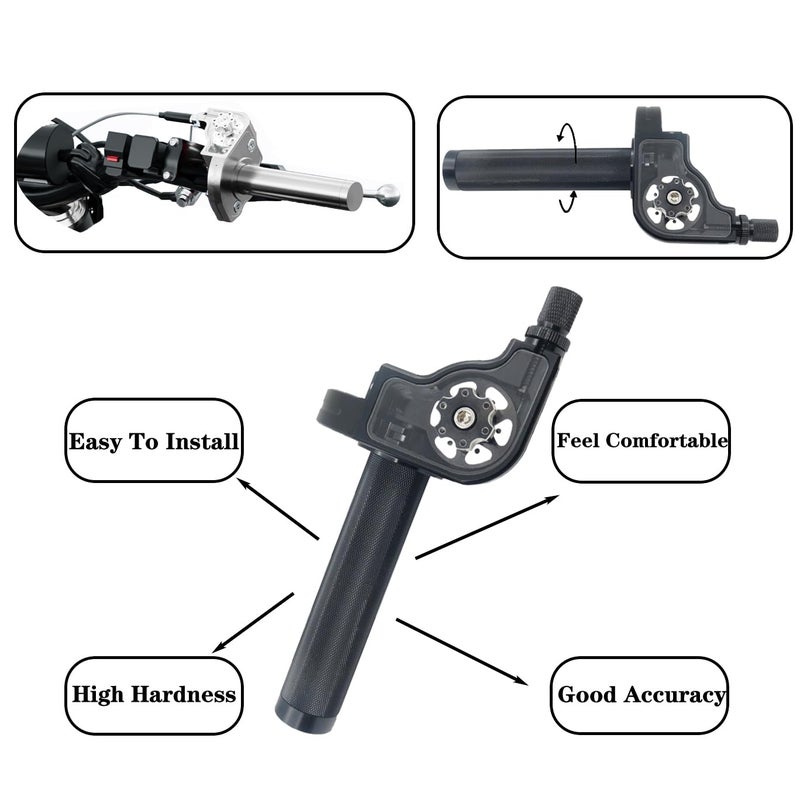 JXPANG Motorcycle Throttle Grip 7/8"" 22mm CNC Aluminum Quick Twister with Throttle Cable for KLX CR CRF EXC XR CRF50 CRF230 50 70 110 125 230 250 Dirt Pit Bike Motocross Motorbike Quad ATV (Black) - Image 3
